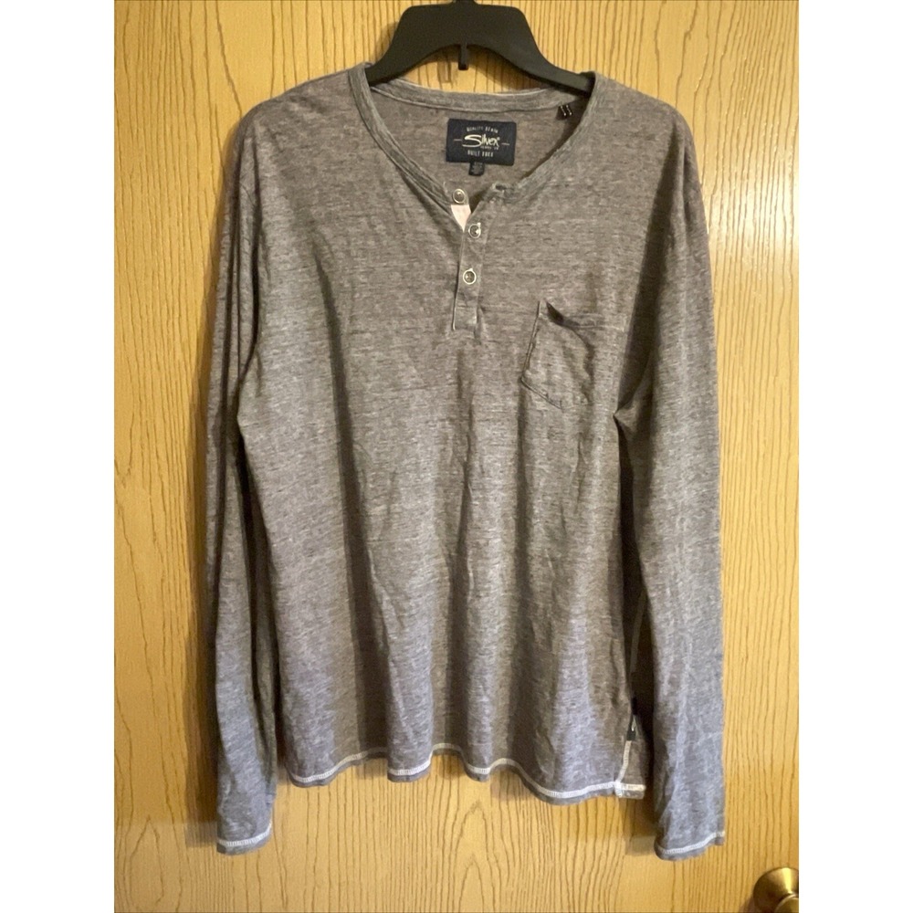 Men's Silver Jeans Henley Long Sleeve Shirt Purple pink wash‎ Size Large